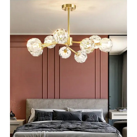 Кришталева світлодіодна люстра No Brand Блік 8610 Золотистий 9 плафонів