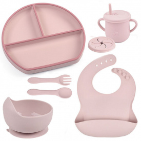 Набор детской силиконовой посуды 2Life Y26 из 7 предметов Розовый (v-11367)