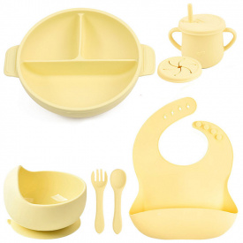 Набор детской силиконовой посуды 2Life Y11 из 7 предметов Желтый (v-11507)