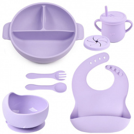 Набор детской силиконовой посуды 2Life Y2 из 7 предметов Фиолетовый (v-11505)