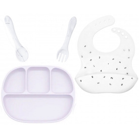 Набір посуд 2Life D1 Y1 та слинявчик Білий (v-11779)