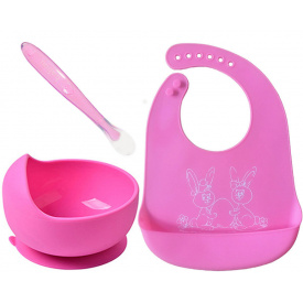 Набір силіконового посуду 2Life Y8 3 предмети Рожевий (v-12846)