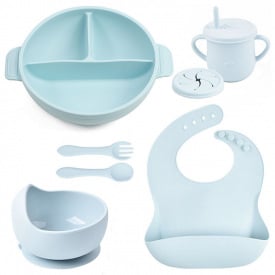 Набор детской силиконовой посуды 2Life Y5 из 7 предметов Голубой (v-11506)