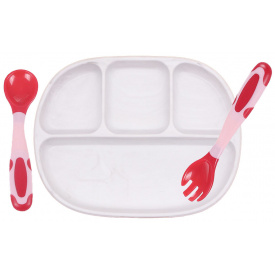 Тарілка та ложка-вилка 2Life Рожевий (vol-10240)