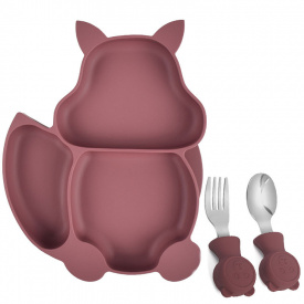 Набір 2Life тарілка Білка Y16 та прибори Бордовий (v-11931)