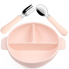 Набір дитячого посуду 2Life Y4 тарілка та прибори Рожевий (v-12078)