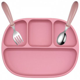 Набір посуду 2Life тарілка D8 та столові прилади в кейсі Рожевий (v-11792)