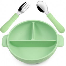 Набір дитячого посуду 2Life Y3 тарілка та прибори Зелений (v-12077)