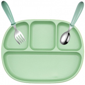 Набір посуду 2Life тарілка D7 та столові прилади в кейсі Зелений (v-11793)