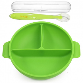 Тарілка трисекційна 2Life Y7 та ложка в кейсі Зелений (v-11836)