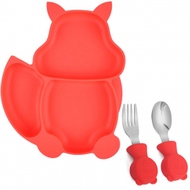 Набір 2Life тарілка Білка Y6 та прибори Червоний (v-11932)