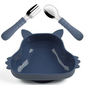 Набір дитячого посуду 2Life Y10 тарілка Білка та прибори Синій (v-12074)