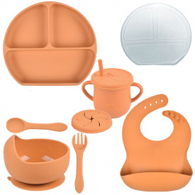 Набір посуду 2Life Y25 та слинявчик Помаранчевий (v-11881)