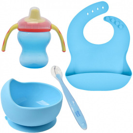 Набір посуду 2Life та слюнявчик Y9 Блакитний (v-11862)