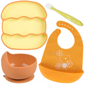 Набір силіконового посуду 2Life Y25/Y11 Хвиля 4 предмети Помаранчевий (v-12842)