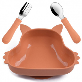 Набір дитячого посуду 2Life Y27 тарілка Білка та прибори Помаранчевий (v-12106)