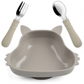 Набір дитячого посуду 2Life Y20 тарілка Білка та прибори Сірий (v-12099)