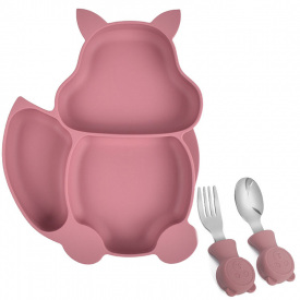 Набір 2Life тарілка Білка Y19 та прибори Бордовий (v-11939)