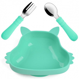 Набір дитячого посуду 2Life Y13 тарілка Білка та прибори Зелений (v-12093)