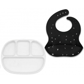 Набір посуд і слинявчик 2Life D14 Білий/Чорний (v-11768)