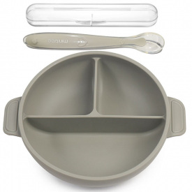 Тарілка трисекційна 2Life Y20 та ложка в кейсі Сірий (v-11842)