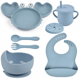 Набір дитячого посуду 2Life Краб Y21 7 предметів Блакитний (v-12025)