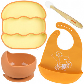 Набір силіконового посуду 2Life Y25 4 предмети Помаранчевий (v-12843)
