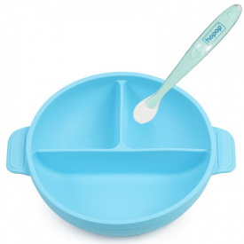 Тарілка трисекційна 2Life Y9 та ложка Блакитний (v-11839)