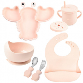 Набор силиконовой посуды 2Life Y4 6 предметов Розовый (v-11201)