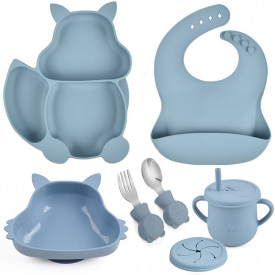 Набор детской посуды на присоске 2Life Белка Y21 из 7 предметов Голубой (v-11328)