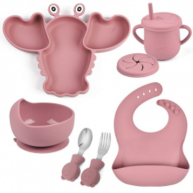 Набор силиконовой посуды 2Life Y19 6 предметов Розовый (v-11206)