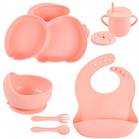 Набор силиконовой посуды 2Life Y12 из 7 предметов на присоске Розовый (v-11289)
