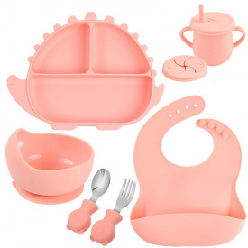 Набор силиконовой посуды 2Life Y12 6 предметов Розовый (v-11263)