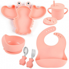 Набор силиконовой посуды 2Life Y12 6 предметов Розовый (v-11204)