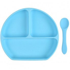Набор силиконовая трех-секционная тарелка ложка 2Life Y9 2 шт Синий (vol-9922)