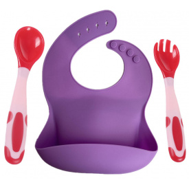 Набір 2Life слинявчик та прибори Фіолетовий (vol-9957)