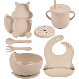 Набор детской силиконовой посуды 2Life Y24 7 шт Бежевый (vol-10086)