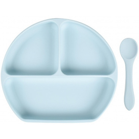 Набор силиконовая трех-секционная тарелка ложка 2Life Y5 2 шт Голубой (vol-9995)