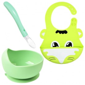 Набор силиконовой посуды 2Life 3D Котик 3 предмета Зеленый (vol-10406)