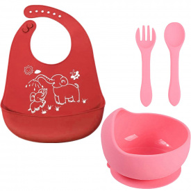 Набор силиконовой посуды 2Life 4 предмета Красный/розовый (vol-10665)