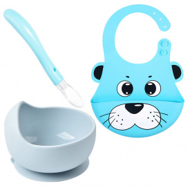 Набор силиконовой посуды 2Life 3D Собачка 3 предмета Голубой (vol-10403)