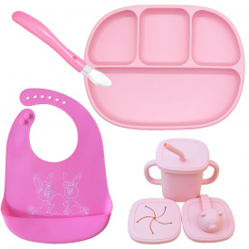 Набор силиконовой посуды 2Life D4 4 предмета Розовый (vol-10442)