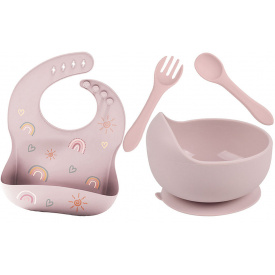 Набір посуду 2Life Y4 та слинявка Рожевий (vol-10663)