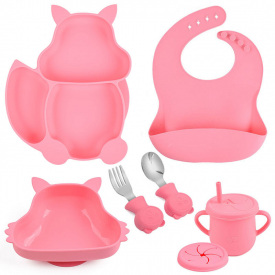 Набір дитячого посуду 2Life Білка Y1 7 предметів Рожевий (v-11321)