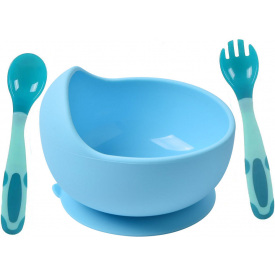 Набор силиконовая круглая тарелка 2Life Y9 3 предмета Синий (vol-10224)