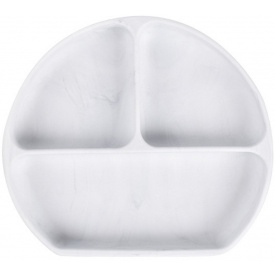 Детская трёх-секционная силиконовая тарелка с присоской 2Life Y1 660 мл Белый мрамор (vol-10047)