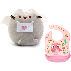 Комплект S&T М'яка іграшка Пушин кет 23 х 20 см і слинявчик (vol-1811)