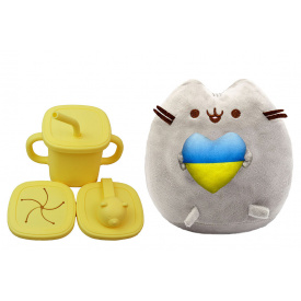 Комплект S&T М'яка іграшка Pusheen cat і поїльник-непроливайка (vol-10564)