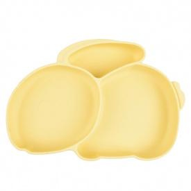 Трехсекционная силиконовая тарелка 2Life Кролик Y11 525 мл Желтый (v-11045)