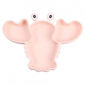 Трехсекционная силиконовая тарелка 2Life Рак Y4 540 мл Розовый (v-11055)